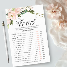 Er sagte, sie habe das Brautparty "Game Pink Blush Flyer