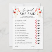 Er sagte, sie habe Floral Brautparty Game Card ges Einladung (Vorderseite)