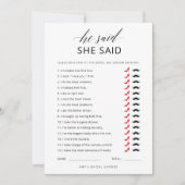 Er sagte, sie habe Skript-Brautparty-Game-Karte ge Einladung (Vorderseite)