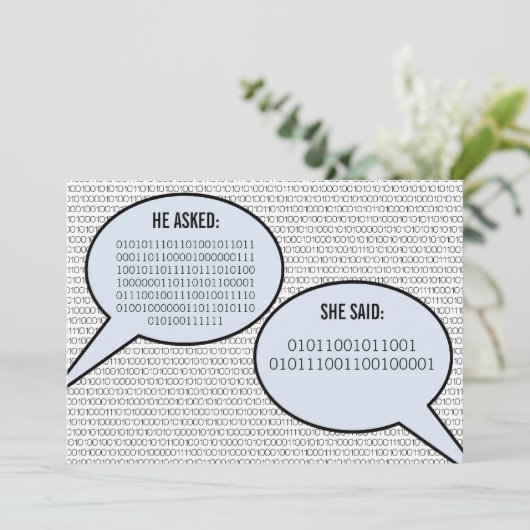 Er sagte, sie sagte Binärkode Save the Date (Stehend Vorderseite)