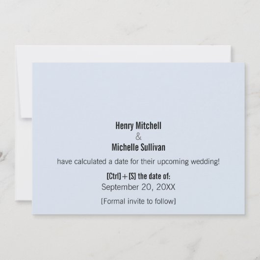 Er sagte, sie sagte Binärkode Save the Date (Rückseite)