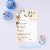 Er sagte, sie sagte Boho Herbst Brautparty Game Flyer (Einzeln)