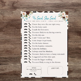 Er sagte, sie sagte Brautparty Boho Game Einladung