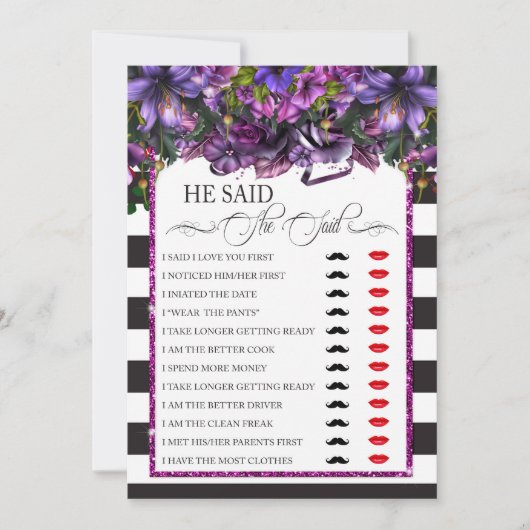 Er sagte, sie sagte, Brautparty Briom Groom Einladung (Vorderseite)