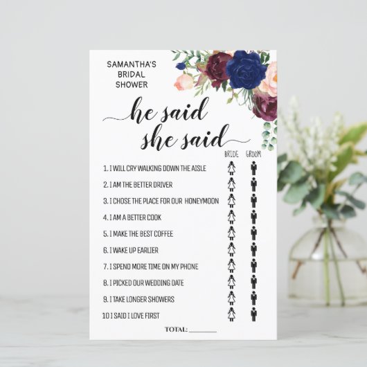 Er sagte, sie sagte Brautparty-Game (Stehend Vorderseite)