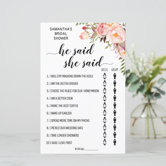 Er sagte, sie sagte Brautparty-Game (Stehend Vorderseite)