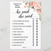 Er sagte, sie sagte Brautparty-Game (Vorderseite)
