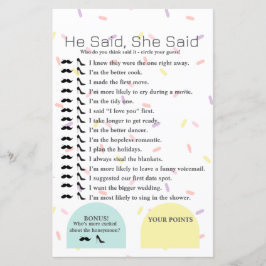 Er sagte, sie sagte Brautparty Game