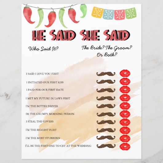Er sagte, sie sagte | Brautparty Game (Vorderseite)