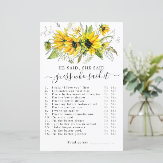 Er sagte, sie sagte Brautparty Game (Stehend Vorderseite)