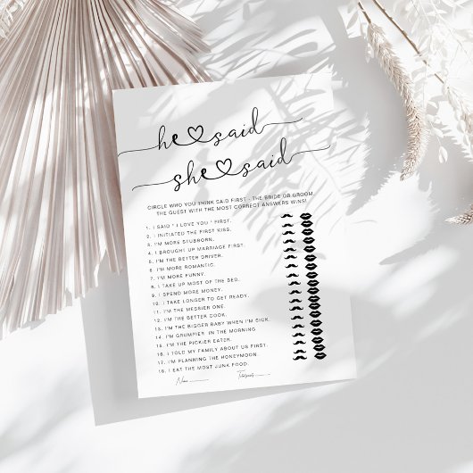 Er sagte, sie sagte Brautparty Game