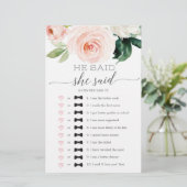 Er sagte, sie sagte Brautparty Game (Stehend Vorderseite)