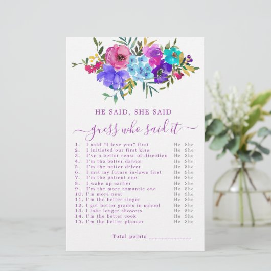 Er sagte, sie sagte Brautparty Game (Stehend Vorderseite)