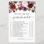 Er sagte, sie sagte Brautparty Game (Vorderseite)