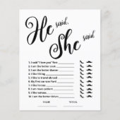 Er sagte, sie sagte Brautparty Game (Vorderseite)