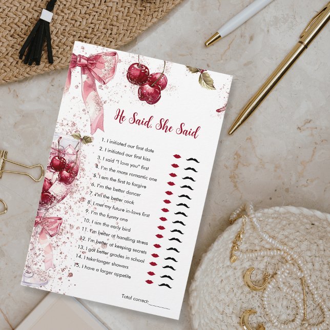 Er sagte, sie sagte Brautparty Game Cherry Bow (Von Creator hochgeladen)