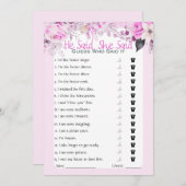 Er sagte, sie sagte Brautparty Game Einladung (Vorne/Hinten)