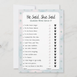 Er sagte, sie sagte Brautparty Game Einladung