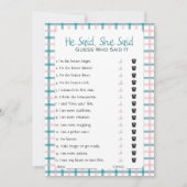 Er sagte, sie sagte Brautparty Game Einladung (Vorderseite)