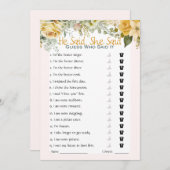 Er sagte, sie sagte Brautparty Game Einladung (Vorne/Hinten)