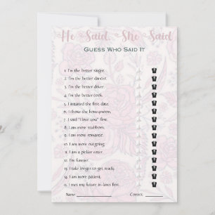 Er sagte, sie sagte Brautparty Game Einladung