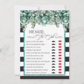 Er sagte/sie sagte Brautparty Game Einladung (Vorderseite)