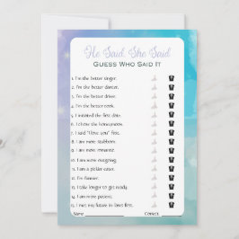 Er sagte, sie sagte Brautparty Game Einladung