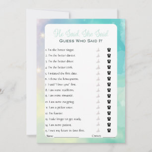 Er sagte, sie sagte Brautparty Game Einladung