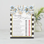 Er sagte/sie sagte Brautparty Game Einladung (Stehend Vorderseite)