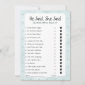 Er sagte, sie sagte Brautparty Game Einladung (Vorderseite)