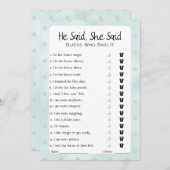 Er sagte, sie sagte Brautparty Game Einladung (Vorne/Hinten)