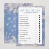 Er sagte, sie sagte Brautparty Game Einladung (Vorne/Hinten)