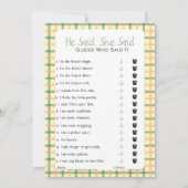 Er sagte, sie sagte Brautparty Game Einladung (Vorderseite)