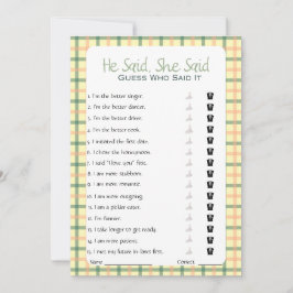 Er sagte, sie sagte Brautparty Game Einladung