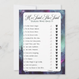 Er sagte, sie sagte Brautparty Game Einladung