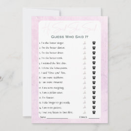 Er sagte, sie sagte Brautparty Game Einladung