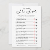 Er sagte, sie sagte Brautparty Game Einladung (Vorderseite)