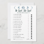 Er sagte, sie sagte Brautparty Game Einladung (Vorderseite)