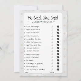 Er sagte, sie sagte Brautparty Game Einladung