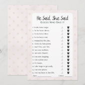 Er sagte, sie sagte Brautparty Game Einladung (Vorne/Hinten)
