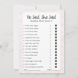 Er sagte, sie sagte Brautparty Game Einladung