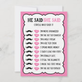 Er sagte, sie sagte Brautparty-Game-Karte (Vorderseite)