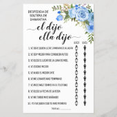 Er sagte, sie sagte, Brautparty-Game-Karte Flyer (Hinten)