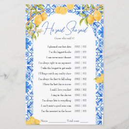 Er sagte, sie sagte, Brautparty Game Lemon Italien