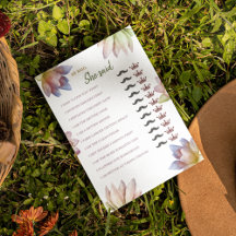 Er sagte, sie sagte Brautparty-Game-Paper-Blatt