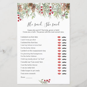 Er sagte, sie sagte Brautparty Game, Winter Pine
