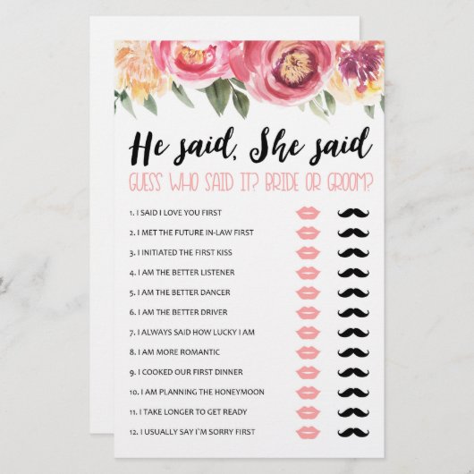 Er sagte: Sie sagte Brautparty oder Hen Party Spie (Vorne/Hinten)