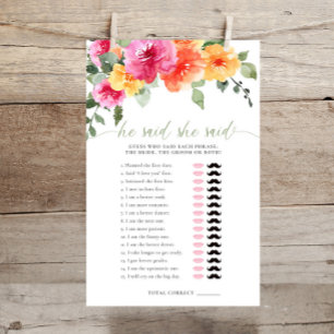 Er sagte, sie sagte, Brautparty-Spiel bunt