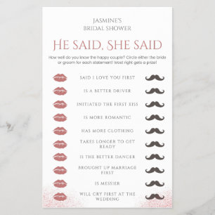 Er sagte, sie sagte Brautparty-Spiel Prosecco Peta Flyer