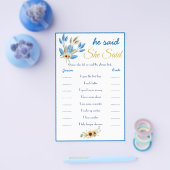 Er sagte / sie sagte Bridal Game Card Flyer (Einzeln)